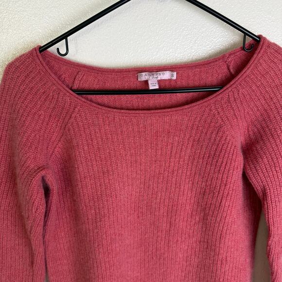 Calypso St Barth Cashmere Sweater Top Womens Small Pink Ribbed Knit 3/4 Sleeve - Picture 4 of 9